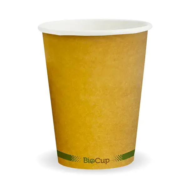 BIOCUP 12oz (90mm) SINGLE WALL BROWN GREEN STRIPE
