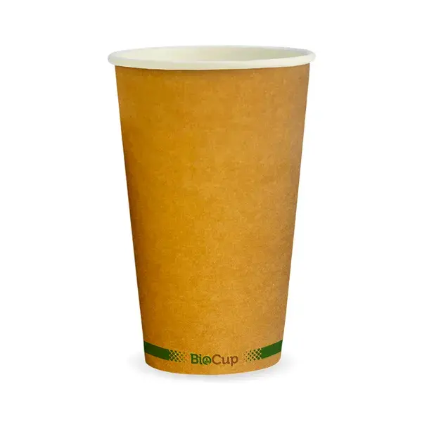 BIOCUP 16oz (90mm) SINGLE WALL BROWN GREEN STRIPE