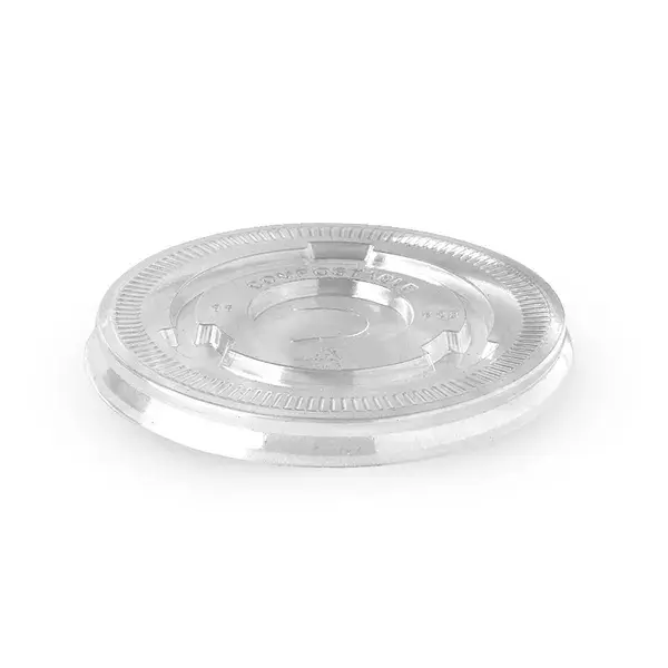 [BIOBCL90CPLA(F)] FLAT PLA CLEAR LID to suit 390-650ML /12-22OZ 90MM COLD CUP