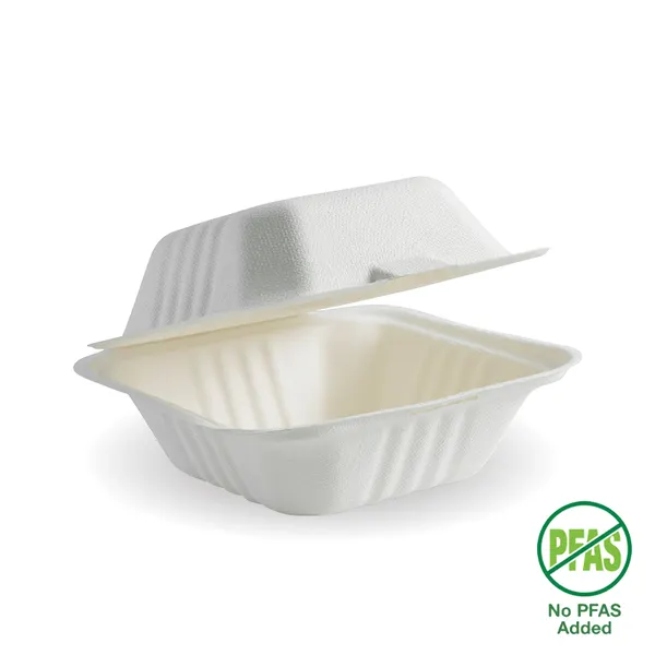 [BIOBHL66] BIOCANE CLAMSHELL - BURGER BOX - 6x6x3"