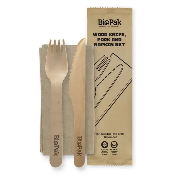 [BIOHY16KFNCOATED] MEALPACK COATED KNIFE FORK & NAPKIN SET