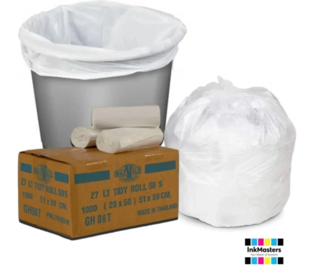 [BLM] BIN LINER MED 27LT ROLL WHITE GARBAGE BAG