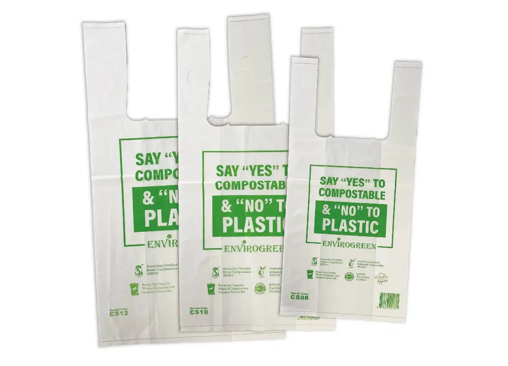 LARGE COMPOSTABLE SINGLET CARRY BAG PRINTED