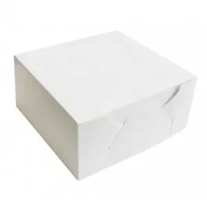 CAKE BOX WHITE SOLID BOARD 9X9X5"