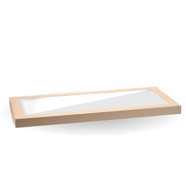 BIOPAK CLEAR PLA LID to suit LARGE CATERING TRAY CORRUGATED
