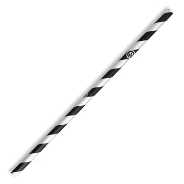[DSPAPERB] REGULAR PAPER STRAW BLACK/WHITE STRIPE 200x6mm