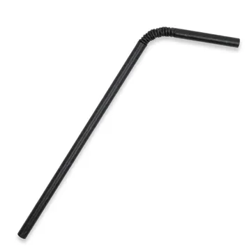 [DSPAPERFB] FLEXI PAPER STRAW 197x6mm BLACK BENDY STRAW