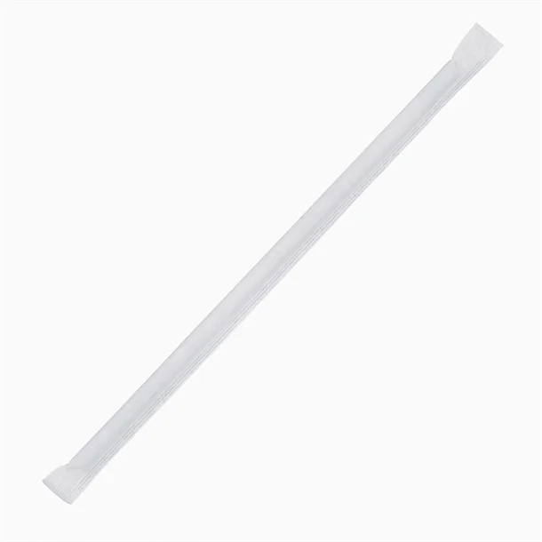[DSPAPERINDJW] INDIVIDUALLY WRAPPED JUMBO PAPER STRAW WHITE 185x8mm
