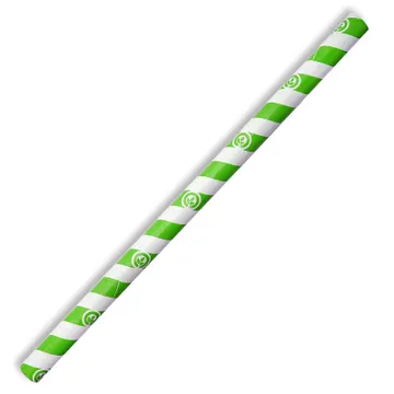 [DSPAPERJGS] JUMBO PAPER STRAW 197x10mm GREEN STRIPE