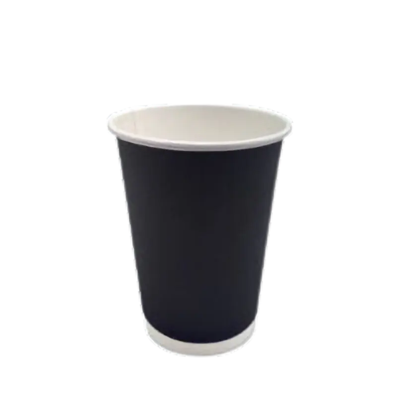 [PCW12DWBLACK] 12oz SMOOTH DOUBLE WALL BLACK COFFEE CUP 90mm COMPOSTABLE