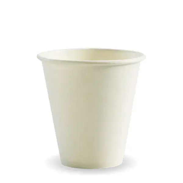 8oz SINGLE WALL WHITE COFFEE CUP 90mm COMPOSTABLE