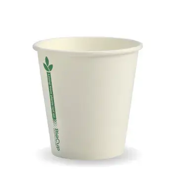 [BIOBC6GL] BIOCUP 6oz (80mm) SINGLE WALL WHITE GREEN LINE