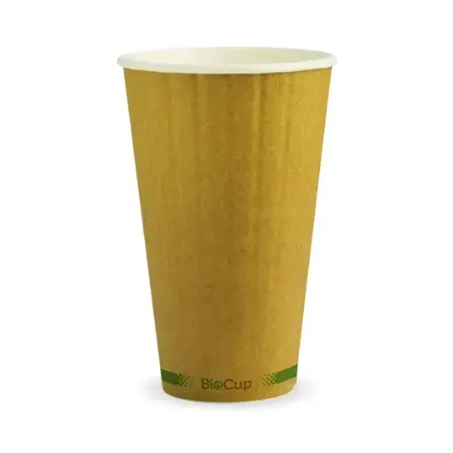[BIOBCK16DWGSBR] BIOCUP 16oz (90mm) DOUBLE WALL BRN GRN STRIPE