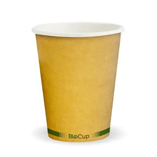 [BIOBCK8GL] BIOCUP 8oz (80mm) SINGLE WALL BROWN GREEN LINE