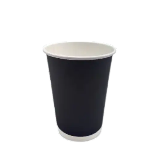 [PCW12DWBLACK] 12oz SMOOTH DOUBLE WALL BLACK COFFEE CUP 90mm COMPOSTABLE