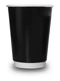 [PCW16BPLA] 16oz SMOOTH DOUBLE WALL BLACK COFFEE CUP  90mm COMPOSTABLE