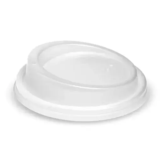 [PCWLPLAW] WHITE RAISED PLA COFFEE LID to suits 8/12/16/20oz 90mm  COMPOSTABLE CUPS